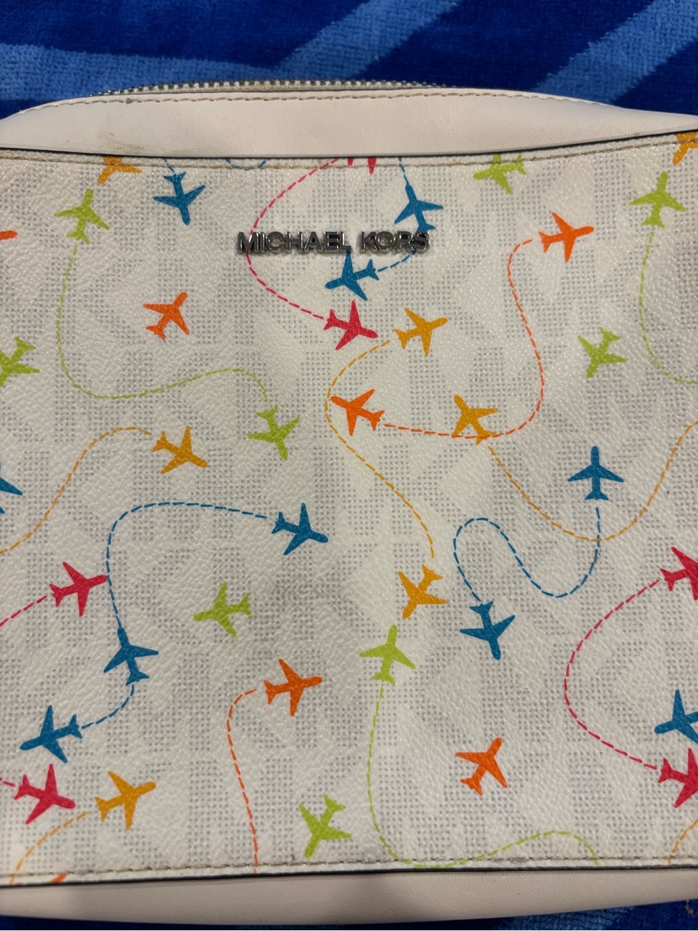 Michael Kors Jet Set White Airplane Print Crossbody Bag Purse